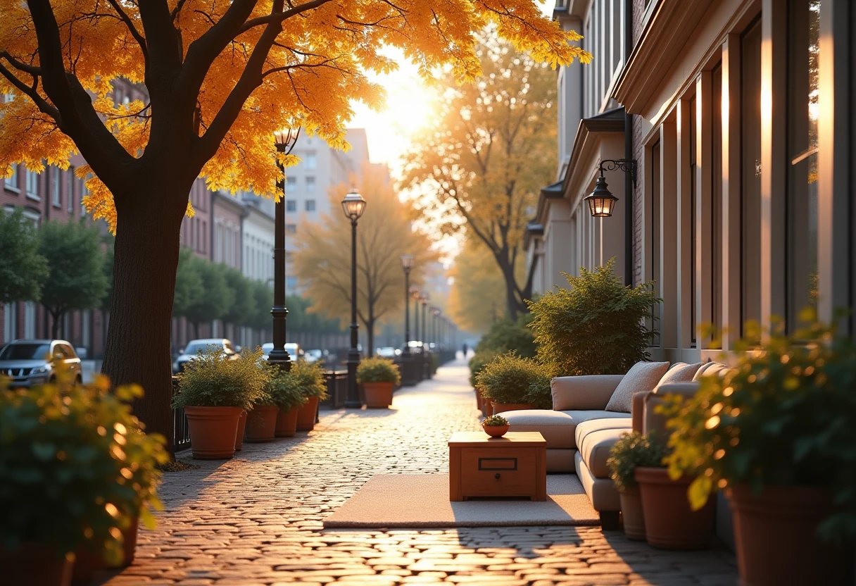 Charming street view with townhouses